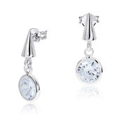 Round Hang CZ Silver Ear Stud STS-3281